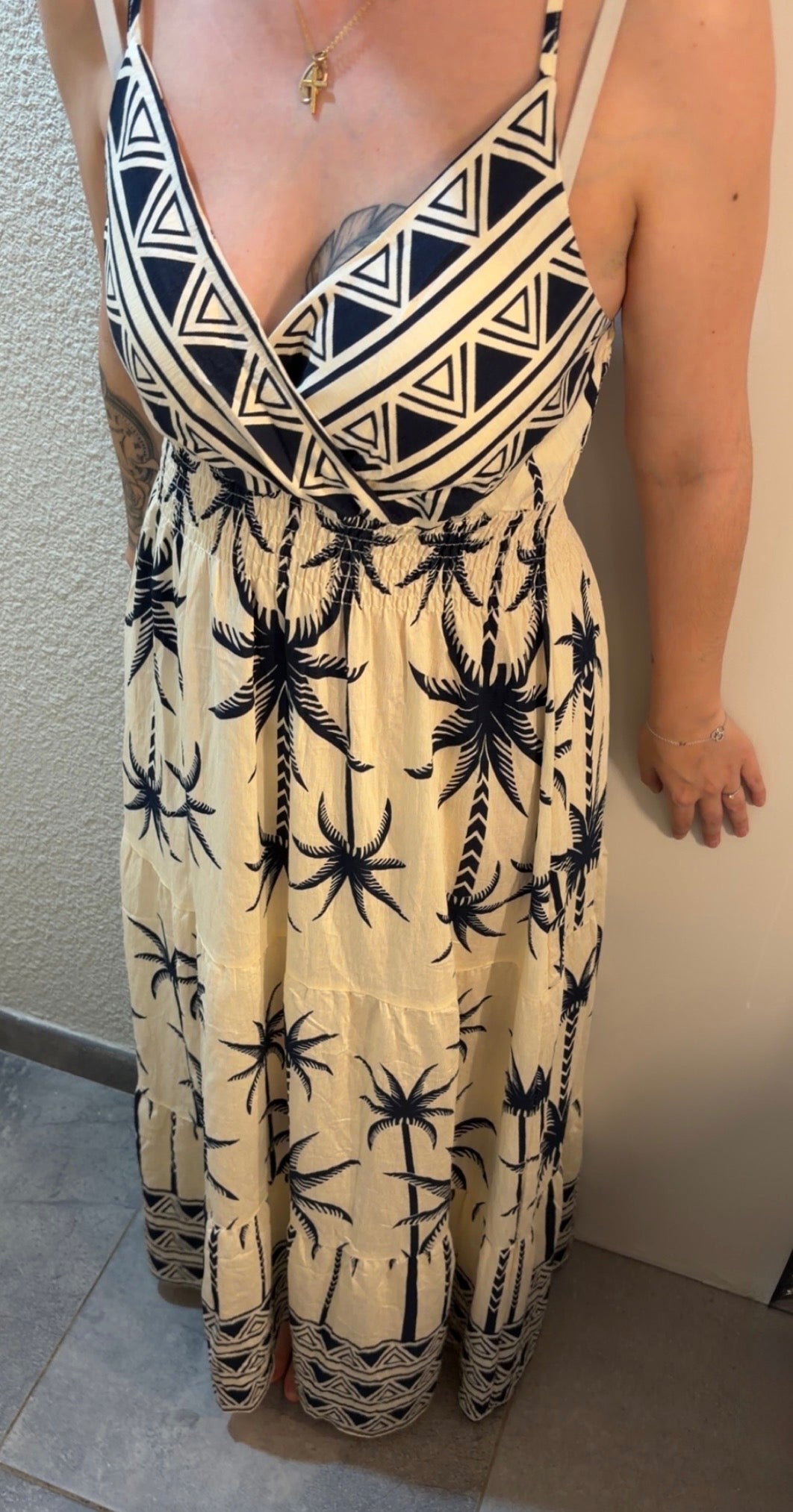 Robe palmier bleu taille unique