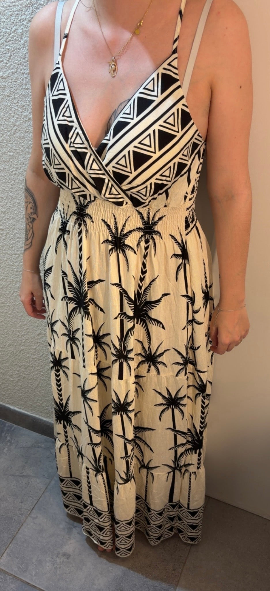 Robe palmier noir taille unique