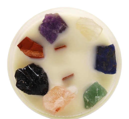 Grandes Bougie Chakra de Cristal - Sept Chakra