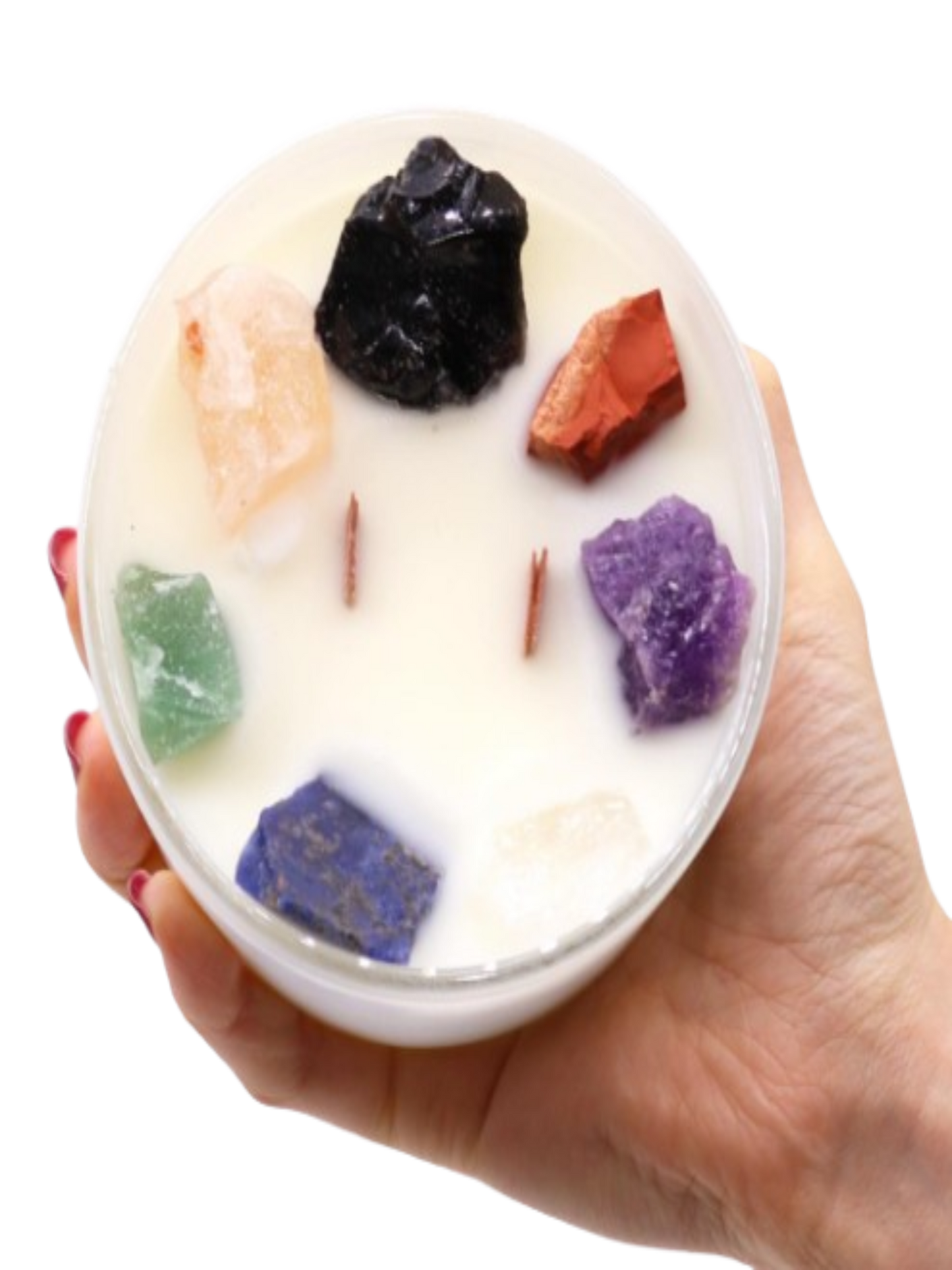 Grandes Bougie Chakra de Cristal - Sept Chakra