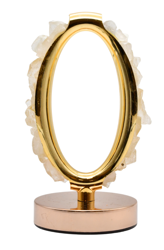 LAMPE OVALE DORÉE CRISTAL DE ROCHE