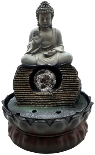 Fontaine Résine Bouddha Salueur Assis 28cm