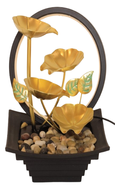 Fontaine Résine Fleurs de Forêt + Cerceau LED 30cm