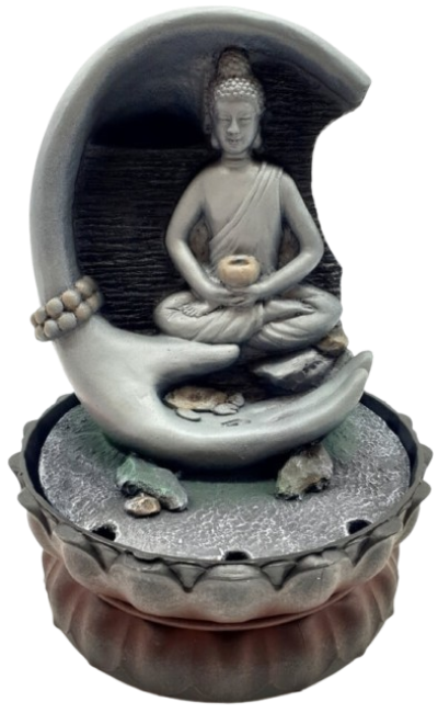 Fontaine Résine Bouddha Méditation sur Main 29cm