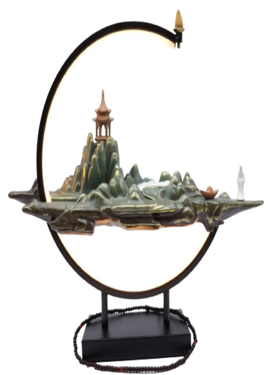 Porte-Encens Backflow Montagne de Méditation LED 45cm