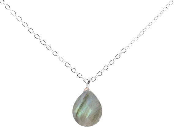 Collier Argent 925 Labradorite Goutte