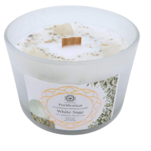 Bougie Green Tree 'Purification' Sélénite + Sauge blanche