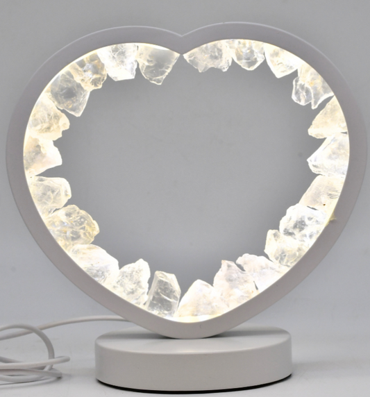 LAMPE COEUR BLANCHE EN CRISTAL DE ROCHE