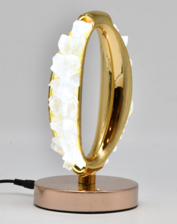 LAMPE OVALE DORÉE CRISTAL DE ROCHE