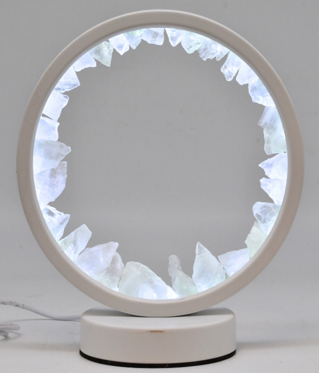 LAMPE RONDE BLANCHE EN CRISTAL DE ROCHE