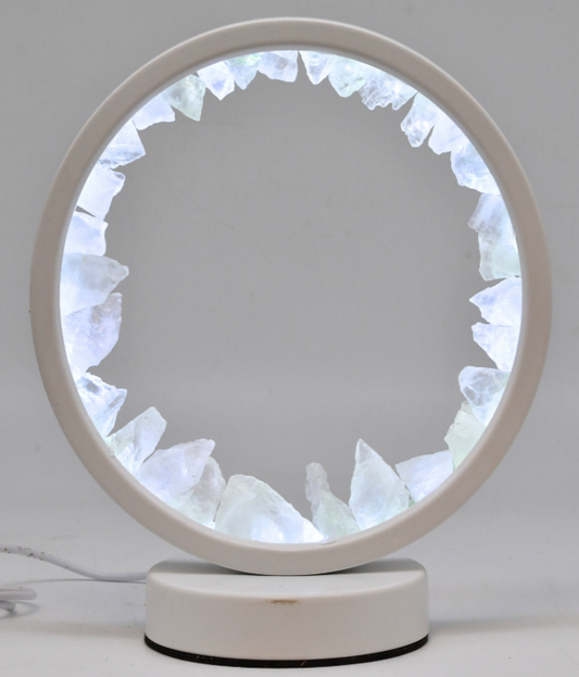 LAMPE RONDE BLANCHE EN CRISTAL DE ROCHE