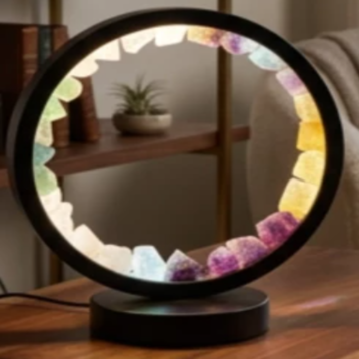 LAMPE RONDE NOIRE EN 7 CHAKRAS