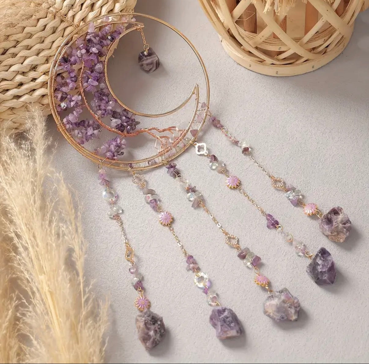 Attrape rêve lune améthyste