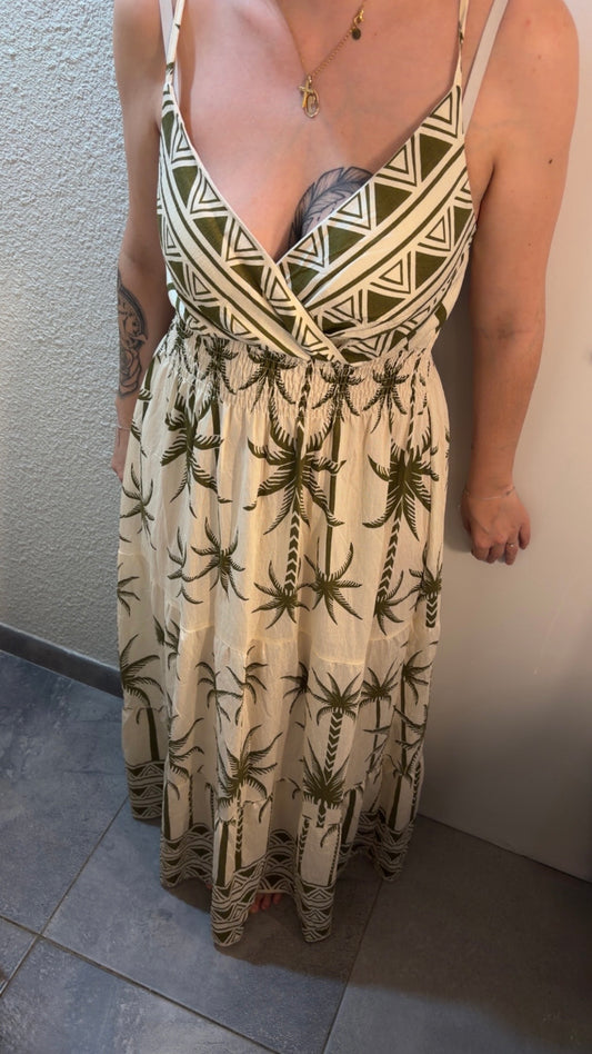 Robe palmier vert taille unique