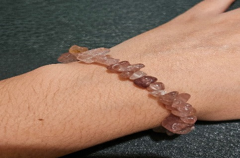 Quartz Rose fumée Bracelet Pierre Chips