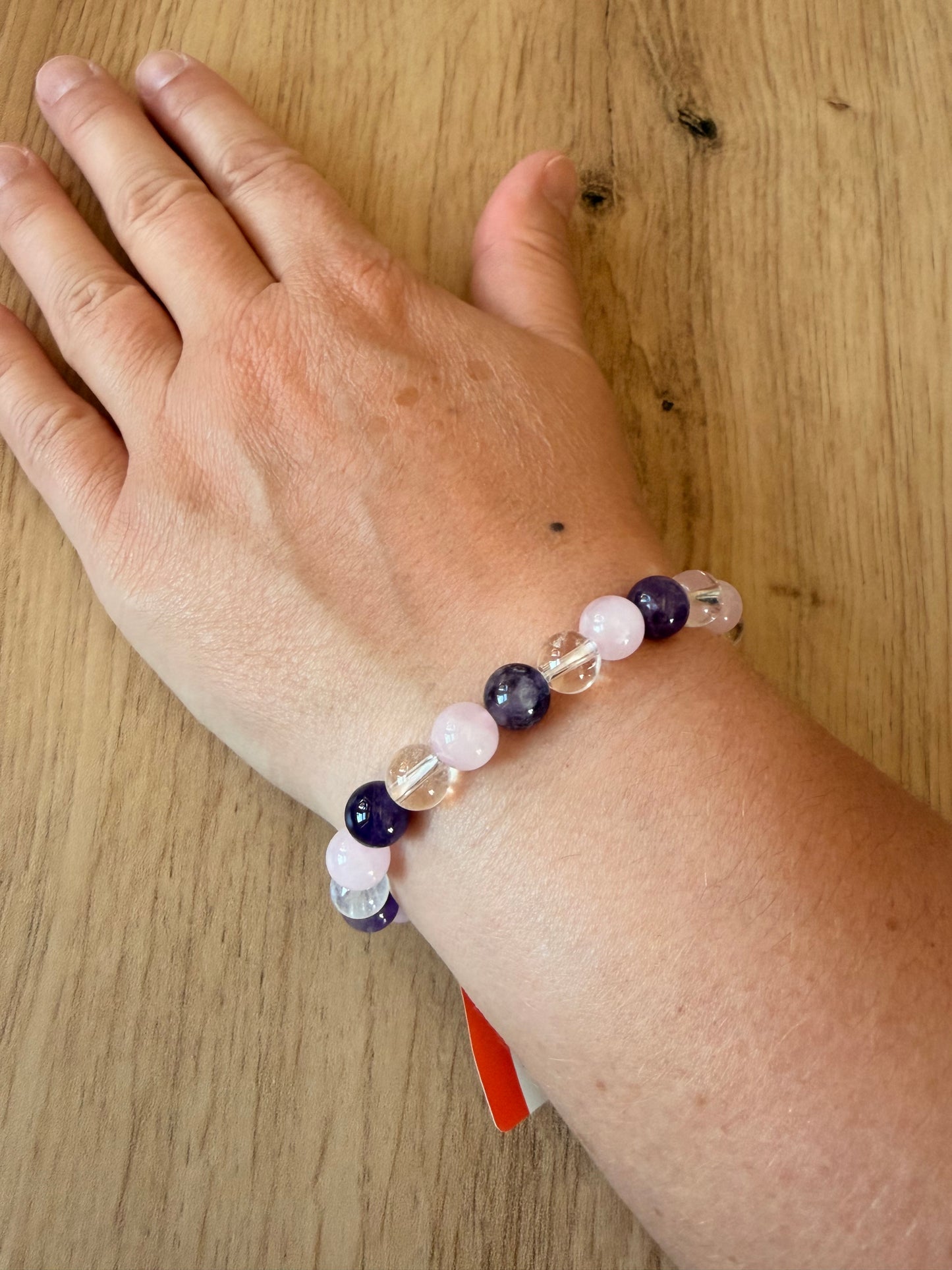 Bracelet Améthyste, Quartz Rose & Cristal de Roche
