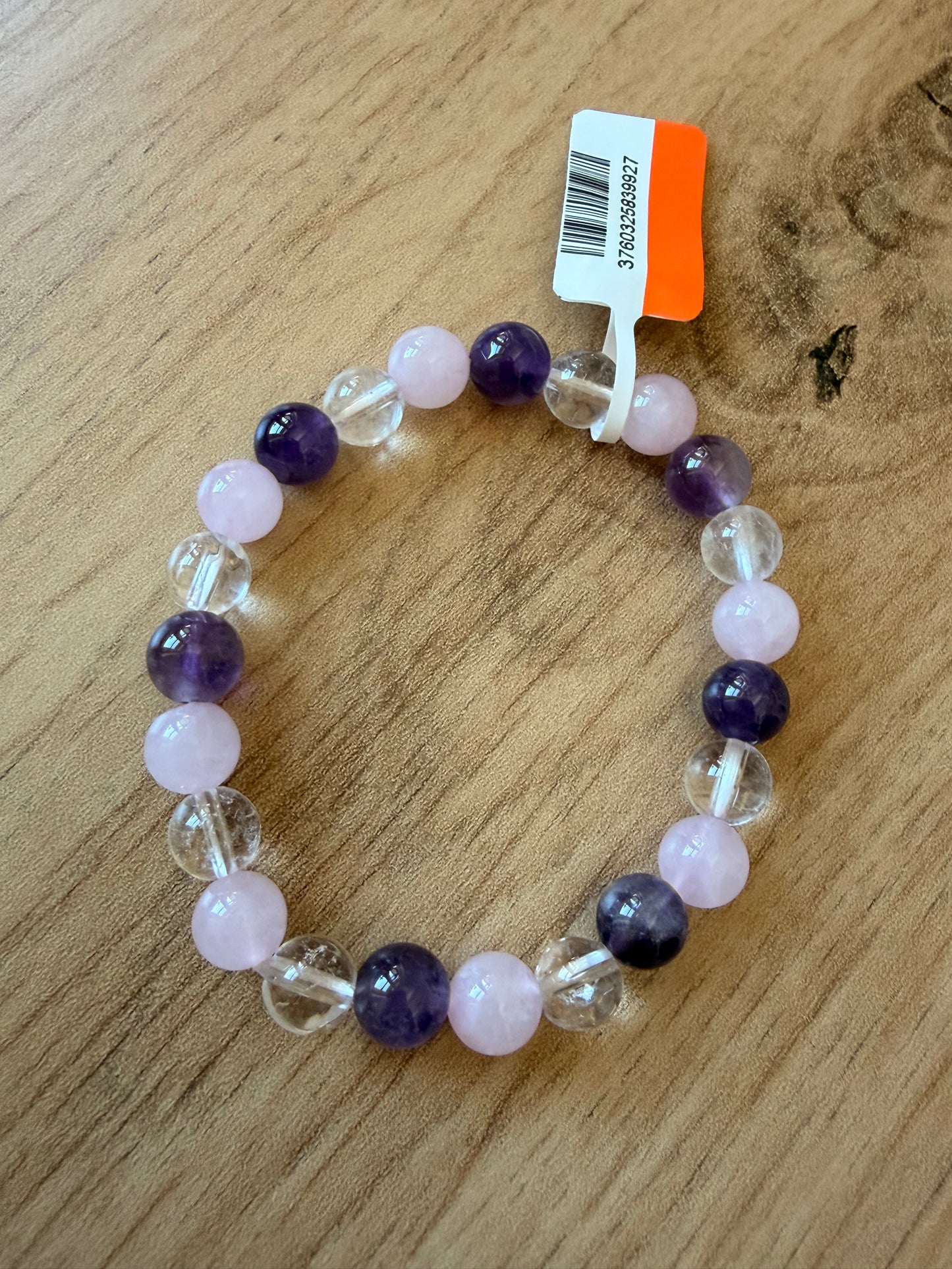 Bracelet Améthyste, Quartz Rose & Cristal de Roche