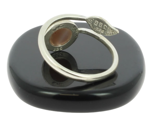 Bague Agate De Botswana Sur Argent Pierre Cabochon 8mm - Collection Lovely