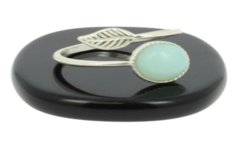 Bague Amazonite Sur Argent Pierre Cabochon 8mm - Collection Lovely