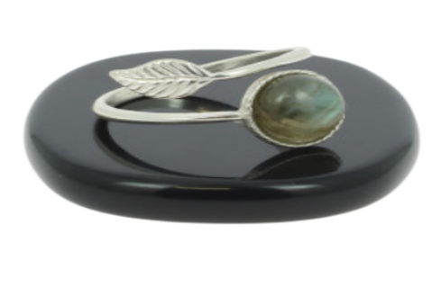 Bague Labradorite Sur Argent Pierre Cabochon 8mm - Collection Lovely