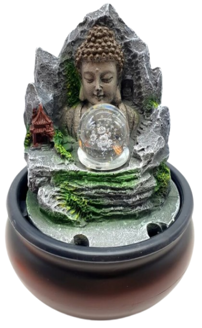 Fontaine Résine Bouddha Village 21cm