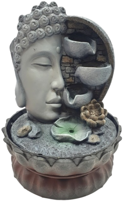 Fontaine Résine Tête de Bouddha sur Mur 29cm