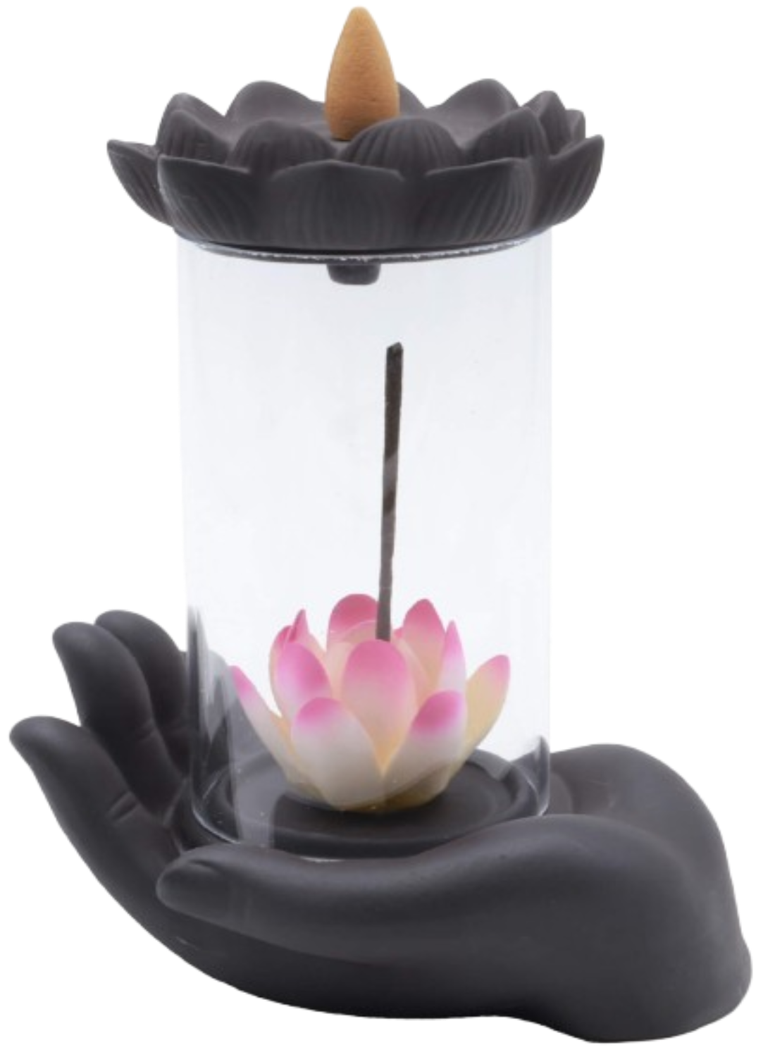 Porte-Encens Backflow Bouteille Lotus 20cm