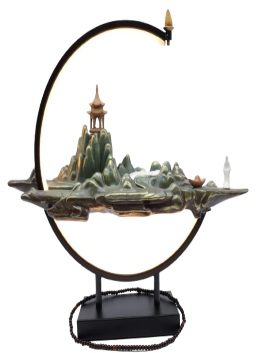 Porte-Encens Backflow Montagne de Méditation LED 45cm