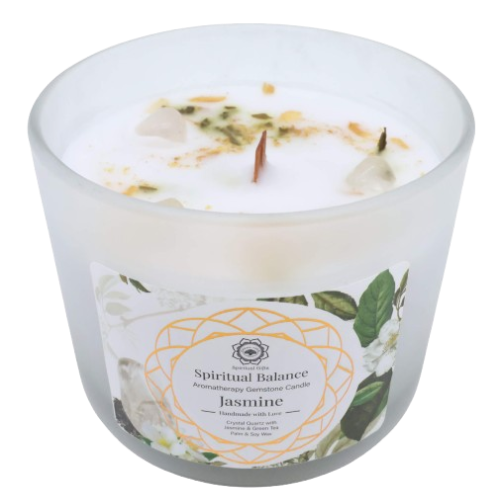Bougie Green Tree 'Equilibre Spirituel' Cristal de Roche + Jasmin 256g