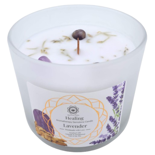 Bougie Green Tree 'Guérison' Améthyste + Lavande 256g
