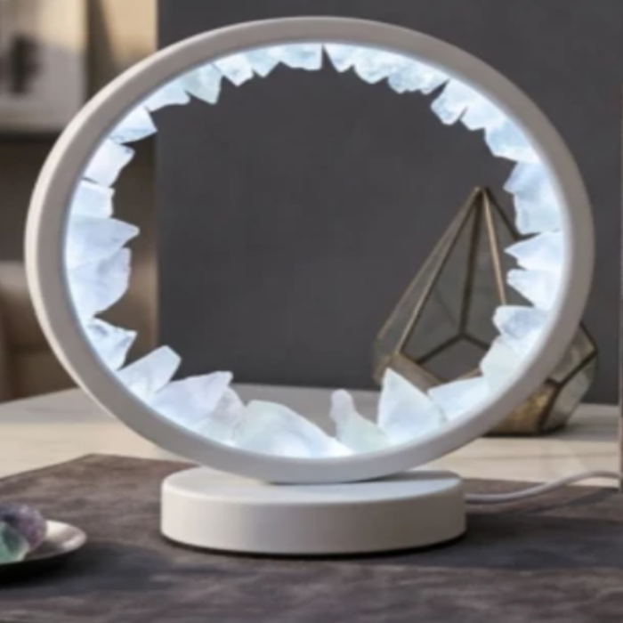 LAMPE RONDE BLANCHE EN CRISTAL DE ROCHE