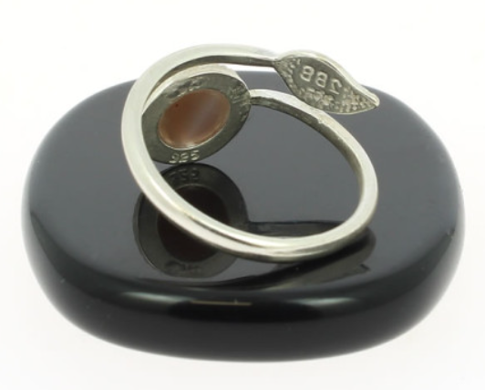 Bague Agate Noire Sur Argent Pierre Cabochon 8mm - Collection Lovely