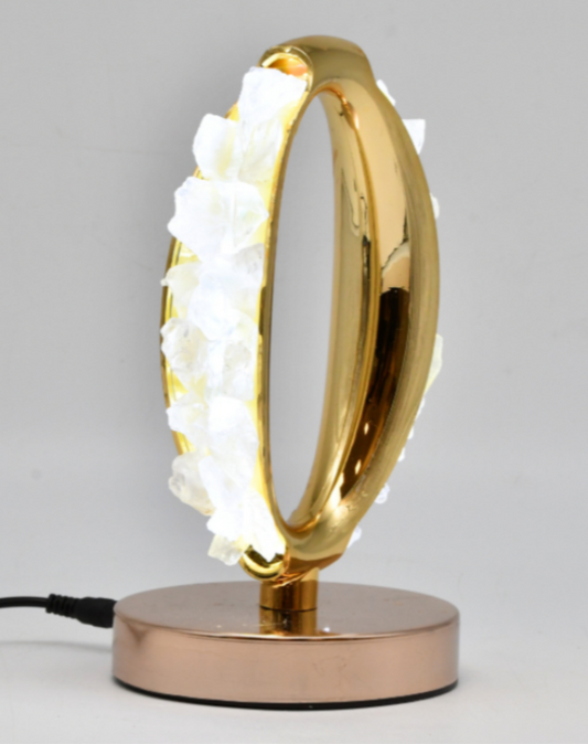 LAMPE OVALE DORÉE CRISTAL DE ROCHE