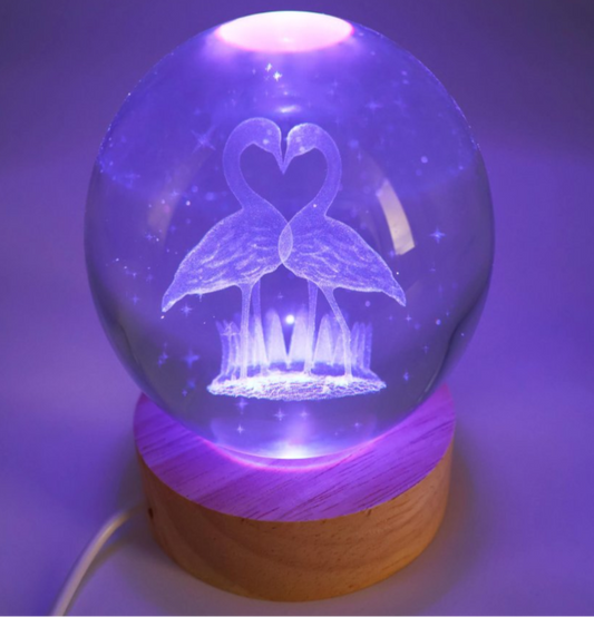 Veilleuse USB Verre Cygnes Multicolore 9cm