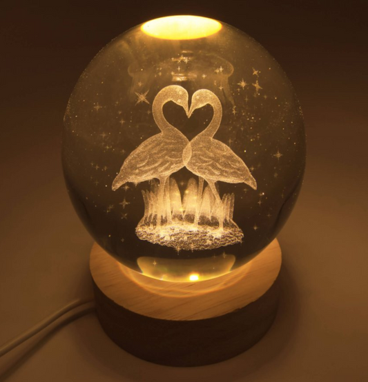 Veilleuse USB Verre Cygnes 9cm