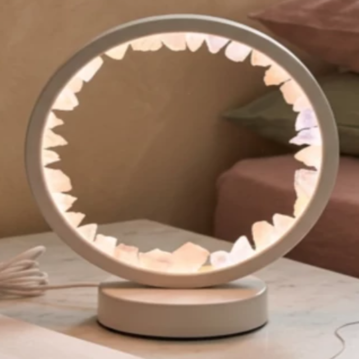 LAMPE RONDE BLANCHE EN QUARTZ ROSE