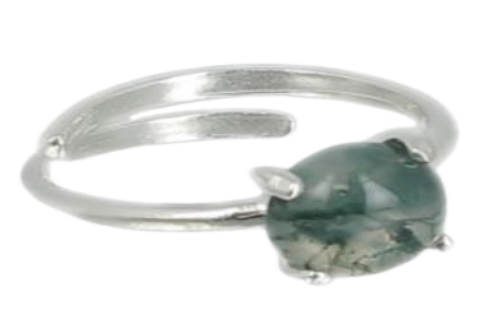 Bague agate mousse en argent