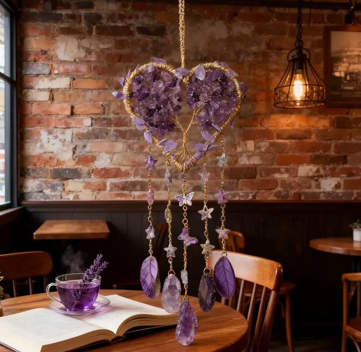 Attrape rêve en forme de cœur Améthyste